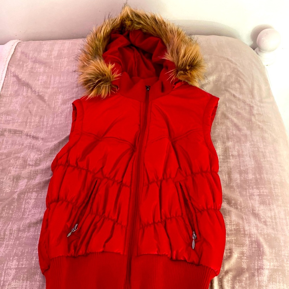 Red sleeveless jacket